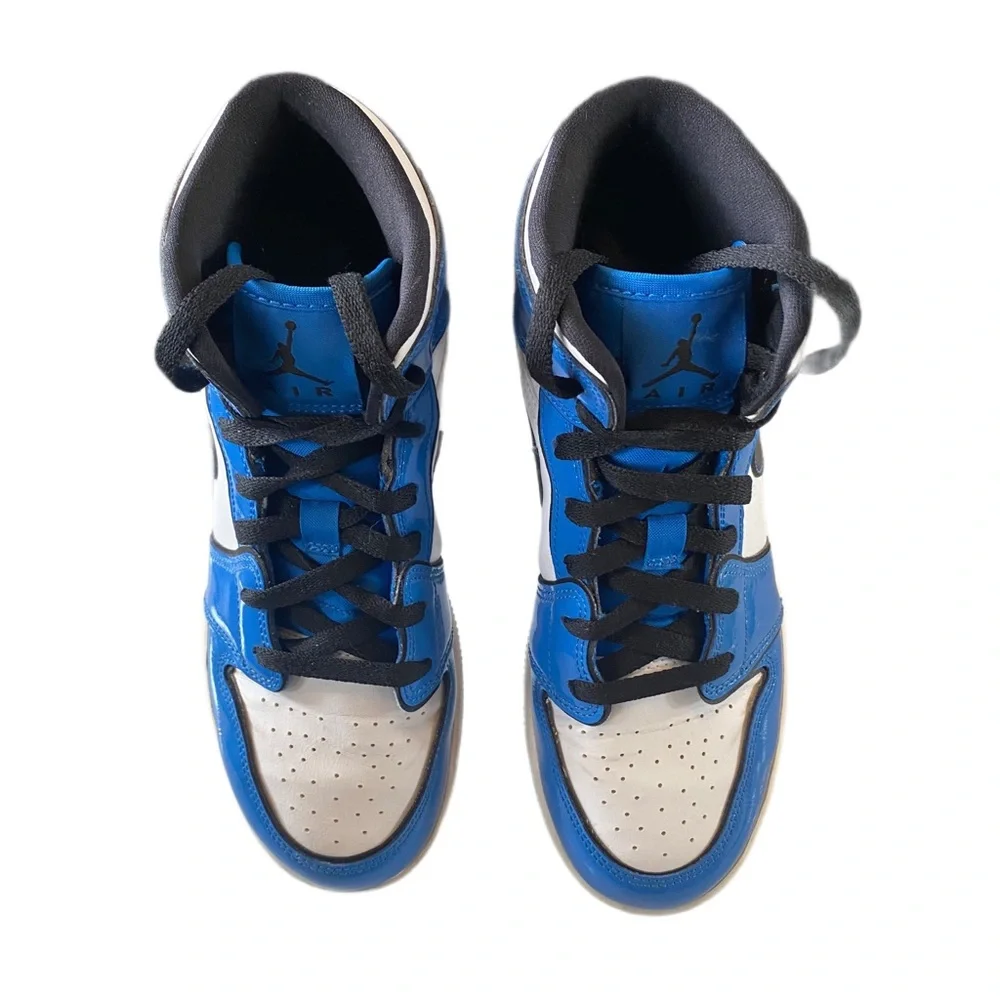 Nike Air Jordan 1 Mid Rise Signal Blue/White Size 7 Y